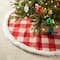 Glitzhome® 4ft. Red & White Plaid Reversible Sherpa & Flannel Christmas Tree Skirt